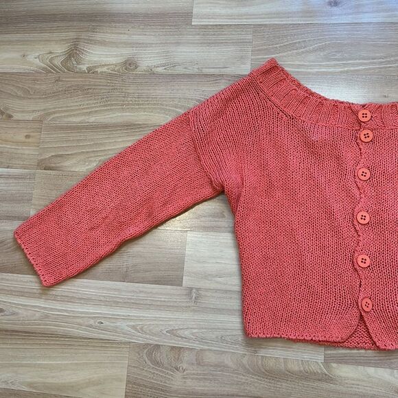 Poles Maison Montagut Orange Button Down Knit Sweater Cardigan Small - Picture 6 of 7
